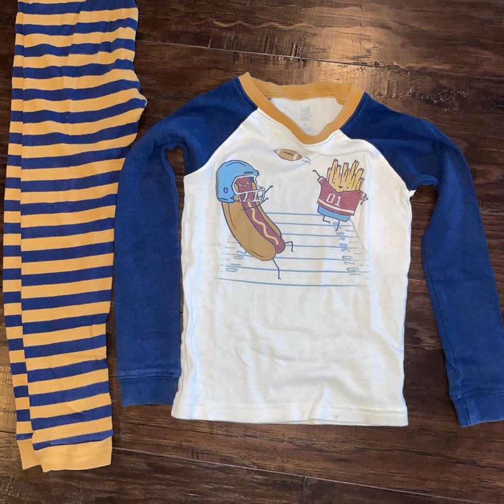 Blue and Yellow Striped Pajama Set